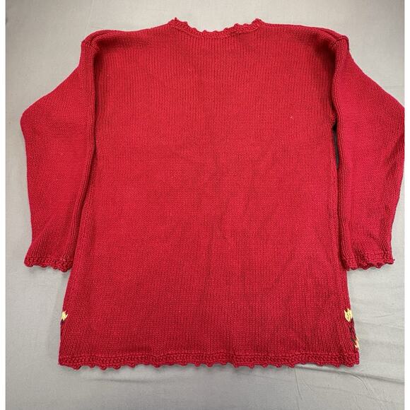 Vintage Christmas Sweater Womens M Red Embroidered Tree Presents Retro Y2K Tiara - Picture 2 of 9